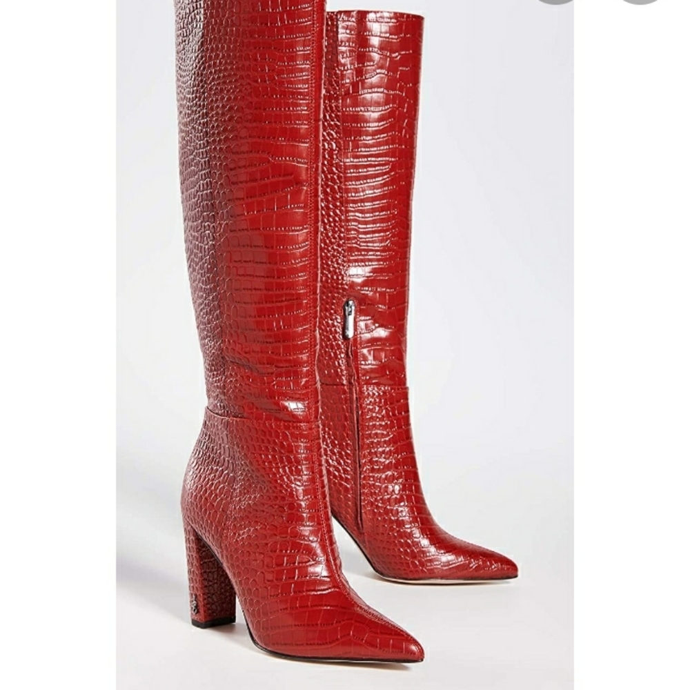 High heel red boots